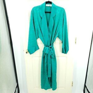 VTG Victoria's Secret Gold Label Full Length Satin Robe M Green